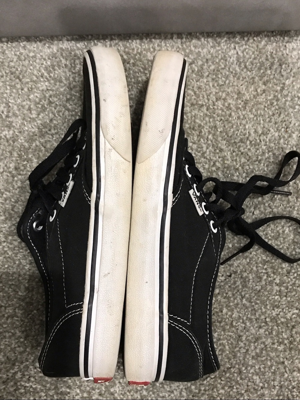 Vans Black Canvas Low Top Sneakers with White Accents - Picture 3 of 5